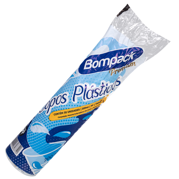 Copos Descartáveis Premium Trasparente Bompack 50x200ml - PT